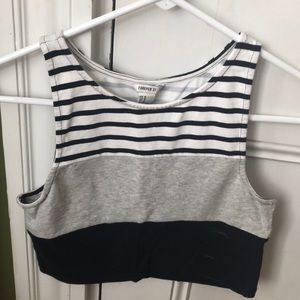 Forever 21 black and white striped crop top